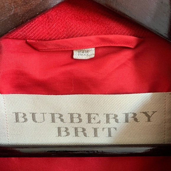 Burberry Brit Red Wool Toggle Coat - Picture 11 of 12